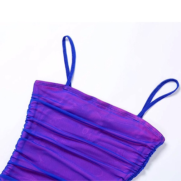 Vibrant purple ruched mini dress - Picture 13 of 16